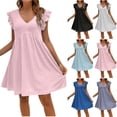 thumbnail image 1 of Sentmoon Sundresses for Women Short Sleeve Breathable Vacation Dresses for Women Summer 2026 Business Regular Fit V Neck Dresses for Going Out and Party M, 1 of 9