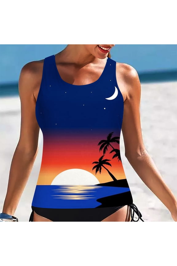 Supportive Bikini Top Curvy Bathing Suit for Women Wireless Tummy Control Push Up with Print Oversized Womens Swimsuits Summer Beach Essentials for Women