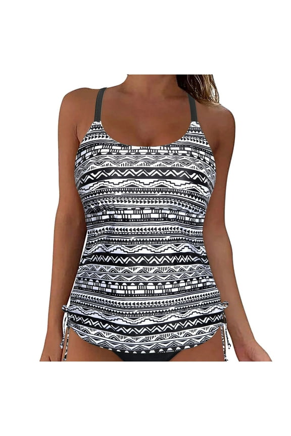 Supportive Bikini Top Curvy Women's Swimsuits Tummy Control Push Up with Print Plus Size Bathing Suits Summer Beach Accessories for Surfing and Water Sports