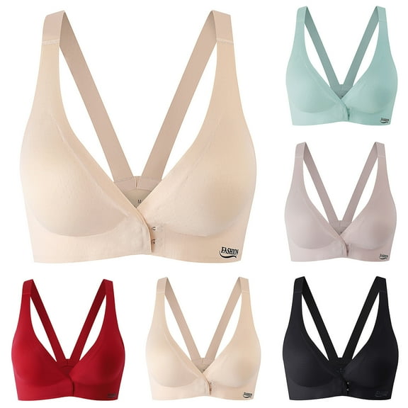 Sentmoon Supportive Bras for Women Oversized No Underwire Push up No-Slip Bras Front Closure Easy Care Seamless Breathable Sports Bras for Hiking & Outdoor XXL