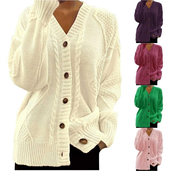 Sentmoon Sweat Shirt Plus Size V Neck Long Sleeve Fall Fashion Women Button up Solid Color Breathable Loose Knitted Womens Sweaters Fall Winter Comfy for Cozy Night in Sweater Green S