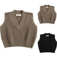 thumbnail image 1 of Sentmoon Sweaters for Girls Sleeveless V Neck Solid Color Girls Pullover Soft and Cozy Loose Knitted 2025 Size 8 Boys Clothes Fall and Winter for Early Spring Weather Khaki 12 Months, 1 of 6