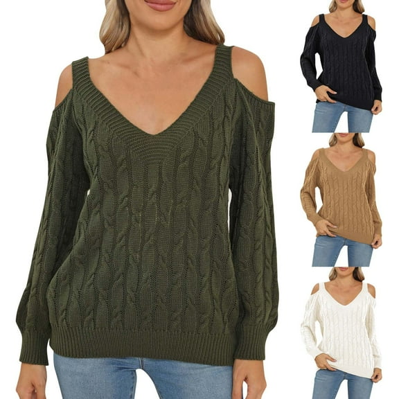 Sentmoon Sweaters Round Neck Solid Color Longsleeve Tops Women Oversized Knitted Breathable Loose Women Blouse Trendy Fall and Winter for Wedding Guest Sweater L