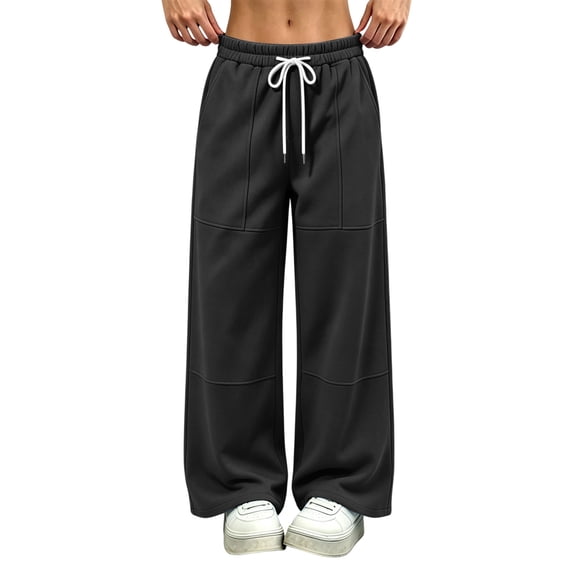 Sentmoon Sweats for Women Elastic Waist Active Fit Pants with Pockets Solid Color Loose Long Women Casual Pants Fall S-3XL