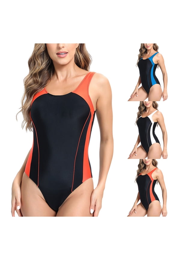 Swimsuits Women Spaghetti Strap Plus Size Women's Bikini Swimsuits Swimsuit Women Diving Suit Siamese Summer Beach Surfing Swimwear Trendy for Lap Swimming & Training Orange XL