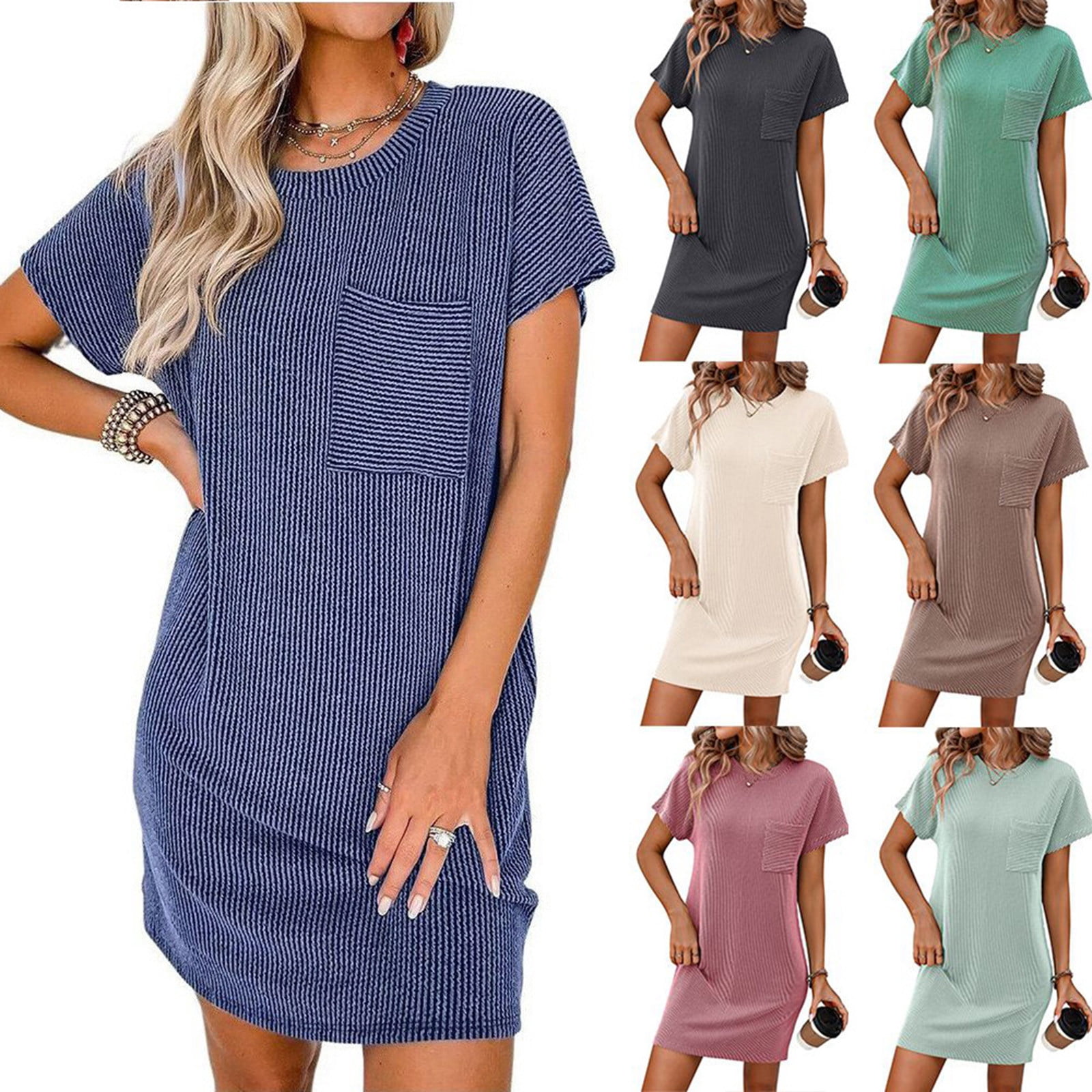 Sentmoon T Shirt Dresses for Women 2025 Plus Size Short Sleeve Maxi — free download