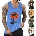 thumbnail image 1 of Sentmoon Tank Tops for Men Summer Sleeveless Crew Neck Mens Undershirts Tank Hawaiian Print Loose Fit Plus Size Quick Dry Compression Shirt Men Vacation for Casual Streetwear Green XXXL, 1 of 6