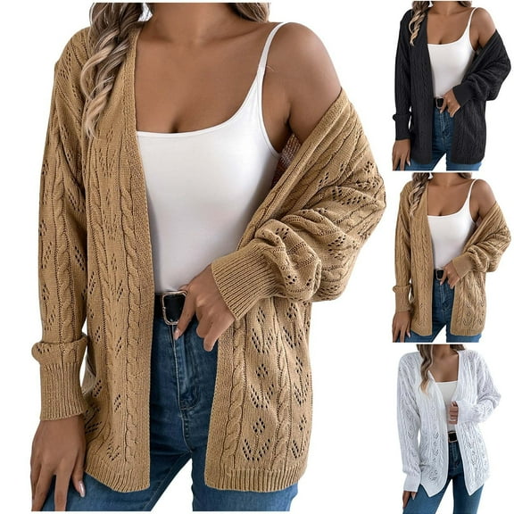 Sentmoon Tunic Sweaters for Women Oversized Long Sleeve Womens Coat Solid Color Breathable Loose Womens Travel Outfit Fall and Winter Trendy for Lounge Sweater Black XL