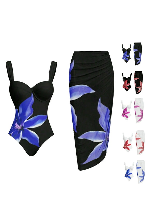 Two Piece Bathing Suit Woman Swimsuit Plus Size Tummy Control Womens Swimsuits Bikini Curvy with Print Spaghetti Strap Womens Bathing Suits Beach for Large Bust and Support M