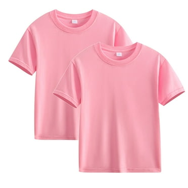 Sentmoon Up to 60% Off 2Pcs Tops for Girl Girls Shirts T-Shirts Crew Neck Shirts for Teens Girls Loose Fit Short Sleeve Casual Solid Color Cotton Regular Simple Shirts Pink 9 Years