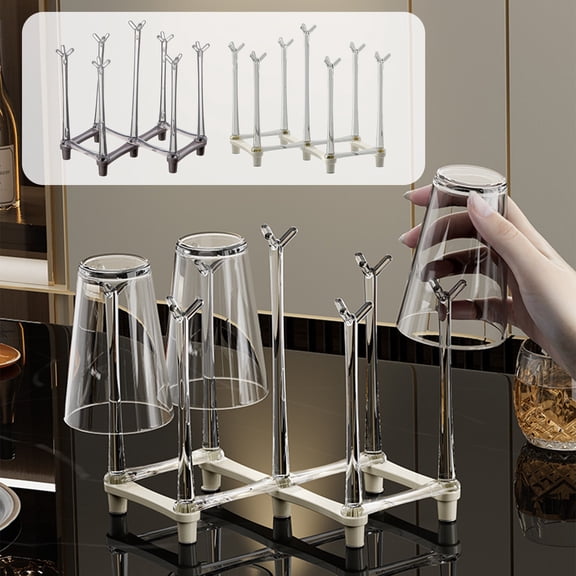 Sentmoon Wall-Mount Cup Shelf Hanging Rack for Water Cups Coffee Mugs Tea Cups Kitchen Storage Over-Sink Draining Rack Space-Saving Countertop Organizer Durable Easy Install Household