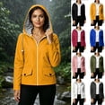 thumbnail image 1 of Sentmoon Waterproof Jacket Drawstring Hooded Neck Fall Jacket Women Long Sleeve Fall Coats for Commuting Work City Walks Weekend Trips, 1 of 9