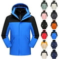 thumbnail image 1 of Sentmoon Waterproof Jackets for Men Color Block Long Sleeve Drawstring Hooded Neck Men Winter Coat Oversized Zipper Windbreaker Mens Clothes Fall Soft and Comfortable for Climbing and Hiking, 1 of 8