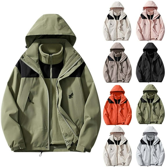 Sentmoon Waterproof Jackets for Men Solid Color Long Sleeve Men Coat Oversized Zipper Windbreaker Mens Hoodie with Pockets Fall and Winter Soft and Comfortable for Climbing and Hiking