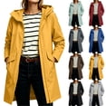 thumbnail image 1 of Sentmoon Waterproof Rain Jacket Windproof Lightweight Hooded Neck Womens Jacket Long Sleeve Long Rain Coat with Pockets for Travel Hiking Camping, 1 of 9