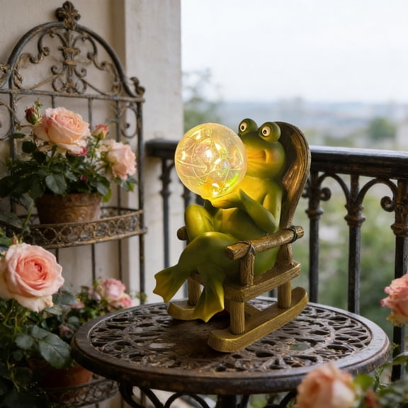 Sentmoon Waterproof Solar Frog Night Light Outdoor Garden LED Ball Solar-Powered Decorative Frog Stake Light For Pathway Yard Lawn Patio Ambient Lighting