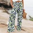 thumbnail image 1 of Sentmoon Wide Leg Pants with Print Elastic Waist Trousers Oversized Relaxed Fit Linen Breathable Summer Palazzo Pants for Women with Pocket The Holiday for Work and Office Multicolor L, 1 of 5