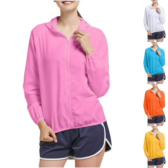 Sentmoon Windbreaker Jacket Women with Hood Long Sleeve Waterproof Rain Jackets Solid Color with Zipper Light Jackets for Women for Running Backpacking Travel XXXXL