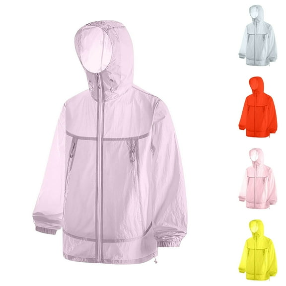 Sentmoon Windbreaker Women with Hood Outdoor Waterproof Rain Jackets for Women Long Sleeve Solid Color with Zipper Jackets for Women for Running Backpacking Travel Yellow S