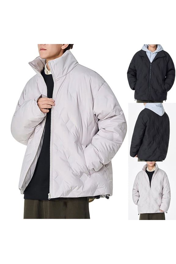 Winter Jacket for Men Winter Coats for Men Christmas Gifts Men Men's Solid Color Outdoor Climb Sport Run Pocket Zipper Long Sleeved Jackets Fall and Winter