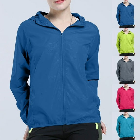 Sentmoon Winter Jackets Plus Size Hooded Neck Long Sleeve Womens Coat Zipper Solid Color Windproof Waterproof Womans Clothes Fall and Winter Trendy for Running and Hiking