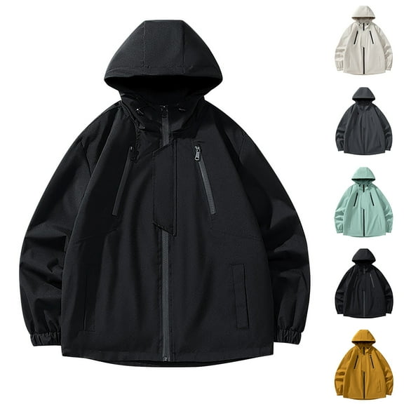 Sentmoon Winter Jackets for Women Oversized Drawstring Long Sleeve Women Winter Coat Zipper Solid Color Windproof Waterproof Hoodies Women Fall and Winter Casual for Backpacking and Camping