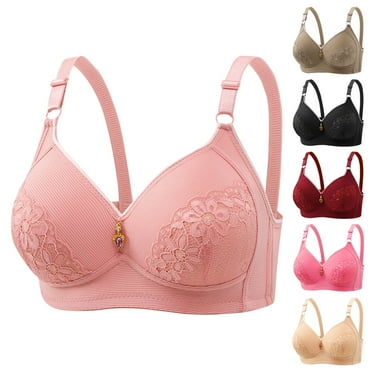 Sentmoon Wireless Bras for Women Full Coverages Oversize Buttery Soft T-Shirt Bra Lace Bra Adjustable Strap Stretchy Underwear Yoga Bras Trendy for School Coffee L