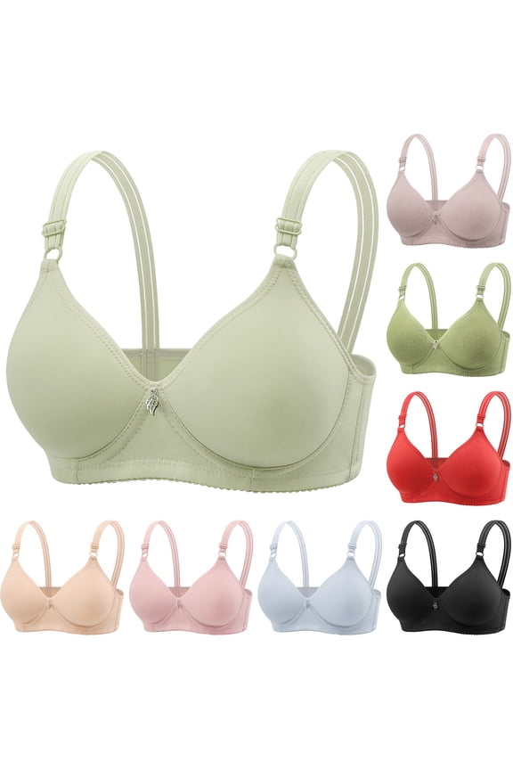 Wireless Bras for Women Seamless Lift Adjustable Strap Sleep Bras Thin Style Back Buckle Floral Lace Comfortable Solid Color Tshirt Bra Delightful for Daily Commute Army Green 44/100B