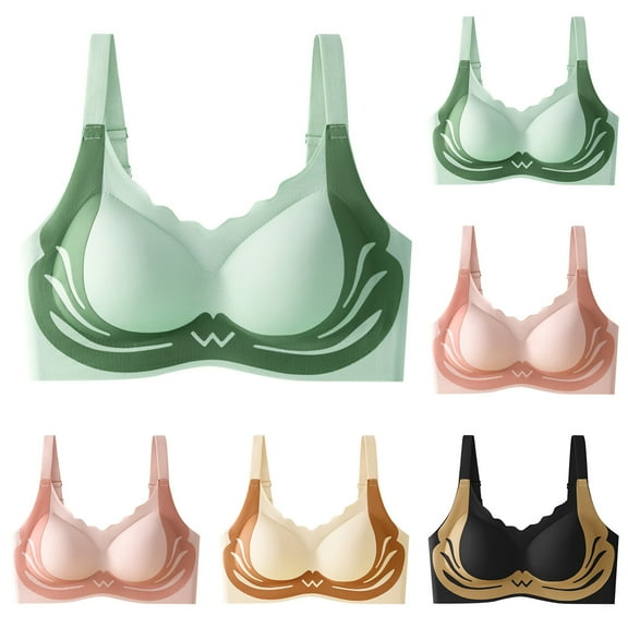 Sentmoon Wireless Bras for Women Sports Bras for Women High Support Push Up Wide Strap Stretchy Underwear Solid Color Yoga Bras Casual for Party Black XL