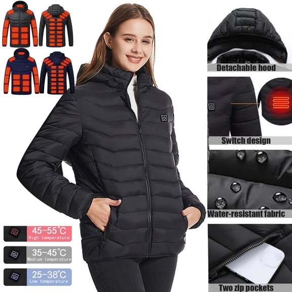 Sentmoon Woman Coat Jacket for Women Couple Gift USB Intelligent Constant Temperature Heated Windproof Plus Size Coat for Men and Women Winter Heated Jacket Coat Fall and Winter