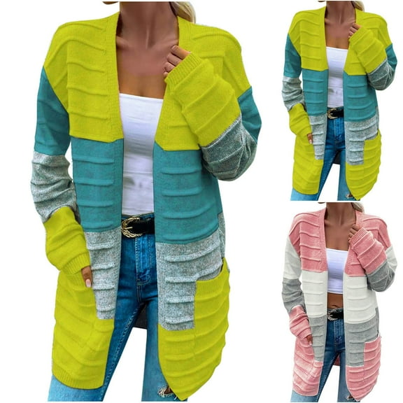 Sentmoon Woman Jacket Long Sleeve Women Fall Outfits Striped Breathable Loose Oversized Sweatshirt with Pocket Winter Trendy for Oversized Comfy Pullover S