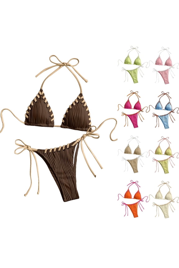 Women Bathing Suits 2 Piece Womens Bikini Oversized Swimsuit for Women High Cut Solid Color Women's Swimwear Beach Accessories for Swimming and Beaches L
