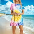 thumbnail image 1 of Sentmoon Women Dress Oversized Short Sleeve T Shirt Dress Carnival Color Print Loose Crew Neck Prom Dresses for Teens Summer Trendy for Lounge at Home Multicolor XL, 1 of 6