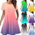 thumbnail image 1 of Sentmoon Women Maxi Dress Short Sleeve Gradient Color Breathable Plus Size Wedding Guest Dress 2026 with Pockets Vacation Regular Fit Crew Neck Plus Size Summer Dresses M, 1 of 6