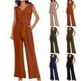 thumbnail image 1 of Sentmoon Women Outfits Cute Rompers for Women Sleeveless V Neck Solid Color Regular Fit Women Jumpsuits Casual Summer for Work and Business Casual, 1 of 9