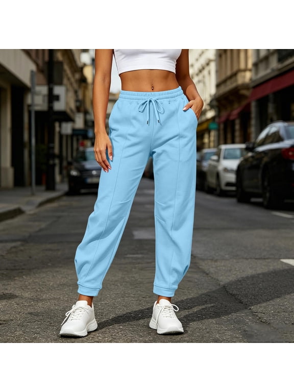 Women Pants Casual Active Fit High Waisted Pants for Women with Pockets Jogger Long Womens Sweatpants Fall S-3XL