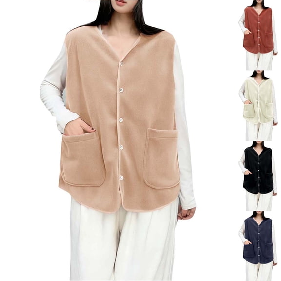 Sentmoon Women Vest Light Jacket Fashion Women's Winter Sleeveless V-Neck Comfy Regular Solid Jackets Top Christmas Gifts for Friends for Outdoor Activities and Hiking Khaki XL