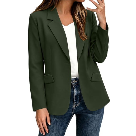 Sentmoon Women's Cardigan Solid Color Long Sleeve Lapel Button Down Blazer Jacket with Pockets Casual Suit Coat for Office Work S-XXXXXL