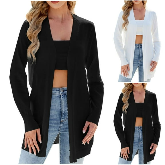 Sentmoon Women's Cardigans Oversized Long Sleeve Cute Clothes Solid Color Warm Loose Cozy Sweater Fall and Winter Delightful for Holiday Party Knitwear White M