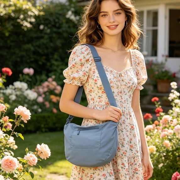 Sentmoon Women's Casual Waterproof Nylon Crossbody Bag Solid Color Large Capacity Lightweight Quick-Dry Travel Commuter Organizer with Zippered Pockets for Daily Use
