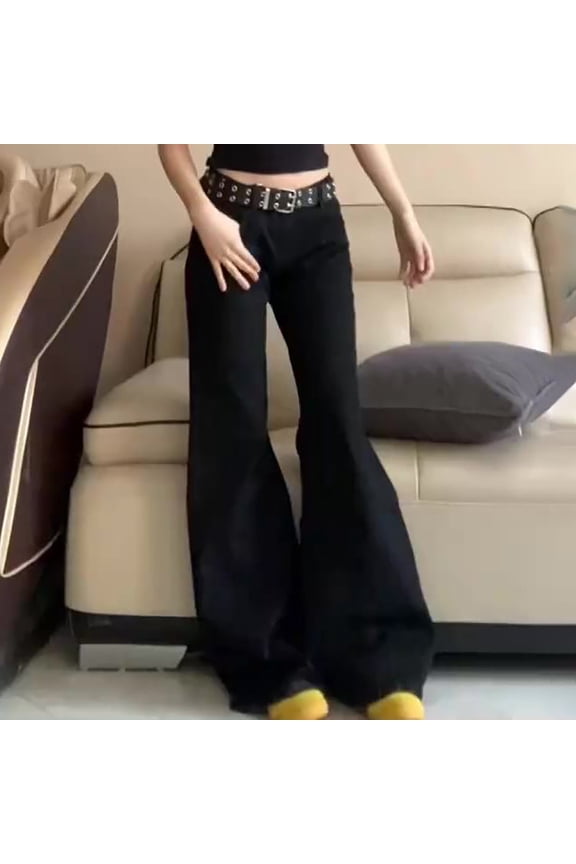 Women's Jeans Active Straight Leg Stretch Denim Pants Spring Summer Solid Color Sleek Fit Full Length Versatile Trousers for Dance Studio Wear XS-2XL