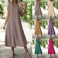 thumbnail image 1 of Sentmoon Womens Dresses for Wedding Guest Formal Short Sleeve V Neck Bridal Shower Dresses for Guest Solid Color Stretchy Regular Fit Plus Size Formal Dresses for Women, 1 of 10