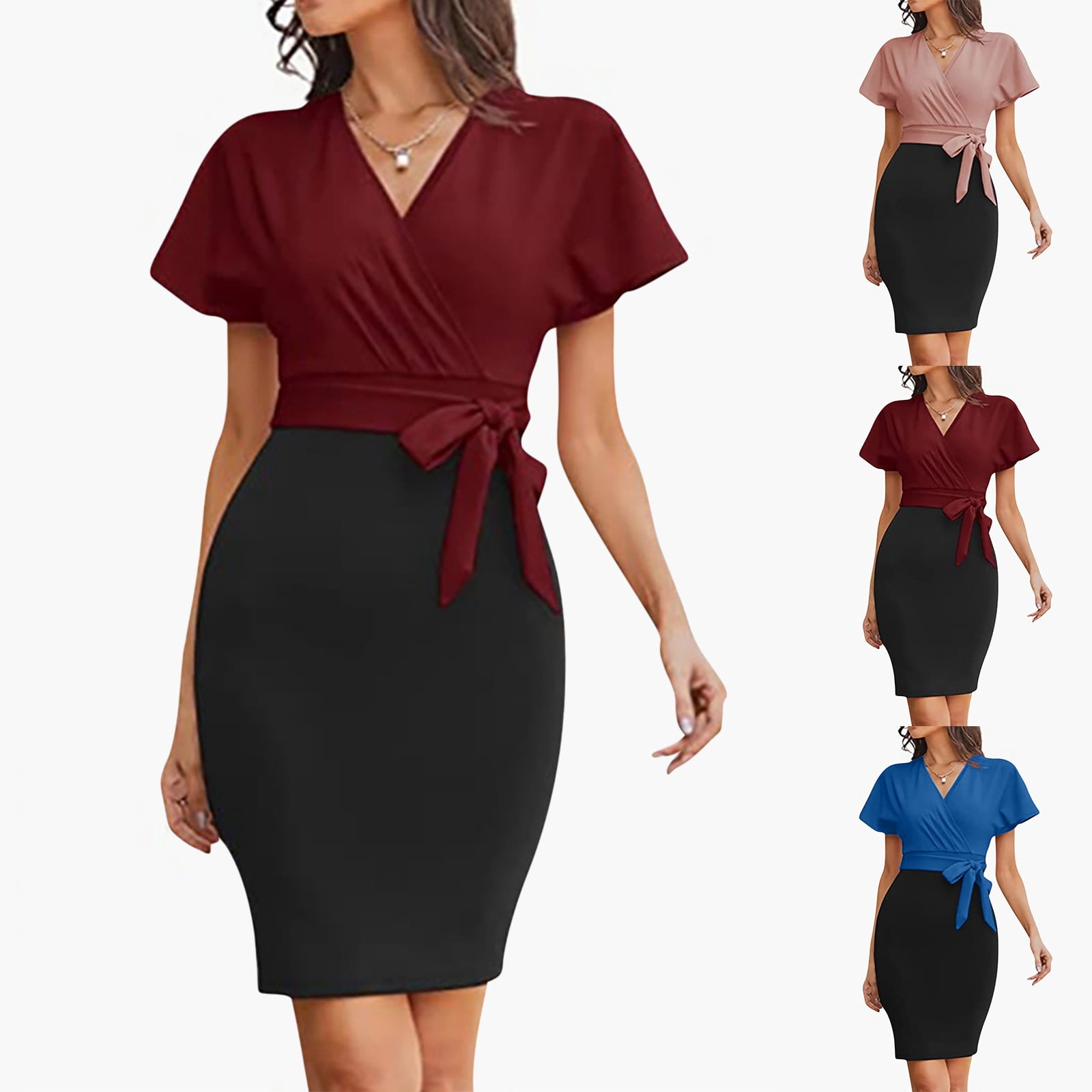 Work Sundresses Sentmoon Womens Dresses for Wedding Guest Short Sleeve V Neck ...