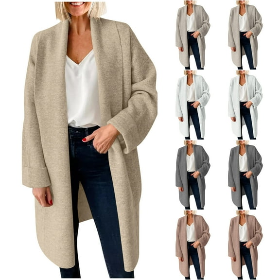 Sentmoon Womens Fall Clothing Lapel Collar Fall Sweaters for Women Plus Size Solid Color Loose Warm Longsleeve Tops Women Winter for Playground Beige L