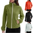 thumbnail image 1 of Sentmoon Womens Jackets Fall Lapel Jacket Women Warm Thickened Long Sleeve with Zipper Regular Fit Raincoat for Rainy Days Outdoor Events Concerts, 1 of 8