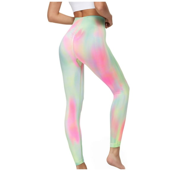 Sentmoon Womens Leggings Yoga Pants High Waist Tummy Control Stretchy Pants with Print Slim Fit Quick Dry Jogger Pants Casual Lady for Runs Workouts Army Green M