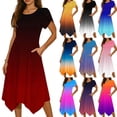 thumbnail image 1 of Sentmoon Womens Long Dresses Crew Neck Gradient Color Party Dresses for Women Short Sleeve Regular Fit Holiday Vacation Essentials for Women Beach Dresses for Travel and Vacation Light Blue M, 1 of 7