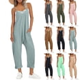 thumbnail image 1 of Sentmoon Womens Outfits Womens Jumpsuits Casual Regular Fit Solid Color Sleeveless Adjustable Strap Rompers for Women Vacation with Pockets S-3XL, 1 of 8