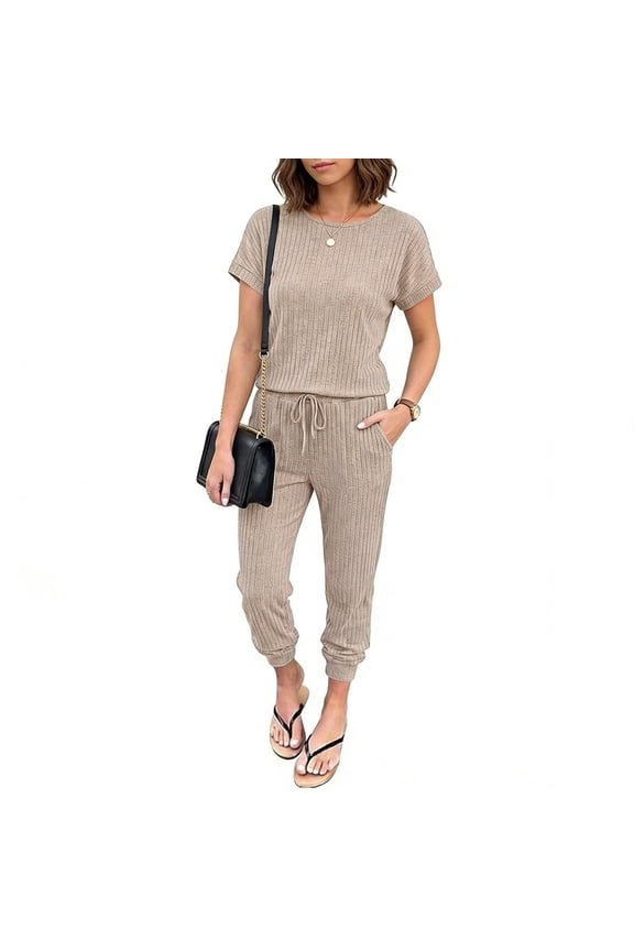 Womens Overalls Loose Fit Sleeveless Jumpers for Women Regular Fit Jumpsuits for Women Dressy Summer for Date Night and Dinner S-3XL