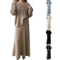 thumbnail image 1 of Sentmoon Womens Sets Women Sweater and Skirts Oversized Long Sleeve Crew Neck Trendy Womens Clothes Solid Color Knitted Warm Loose Fashion Tops for Women Trendy Fall and Winter, 1 of 6